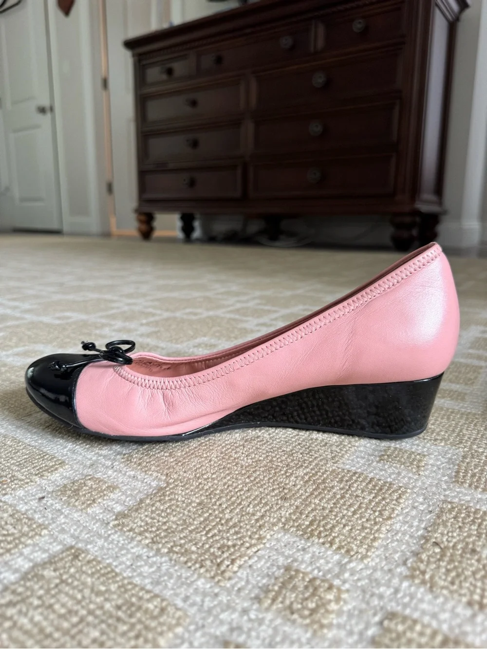 Cole Haan Nike Air Pink Leather Cap Toe Wedge Ballet Shoes Size 8.5 - Picture 6 of 13